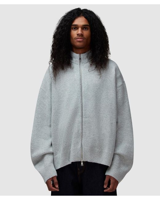 MKI Miyuki-Zoku Mohair Blend Knitted Track Jacket in Grey for Men