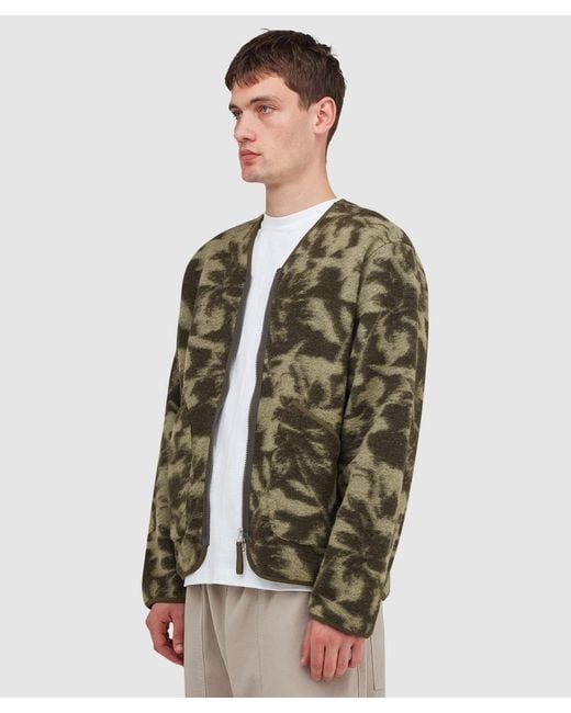 Universal Works Green Studio Fleece Zip Liner Jacket /Pale for men