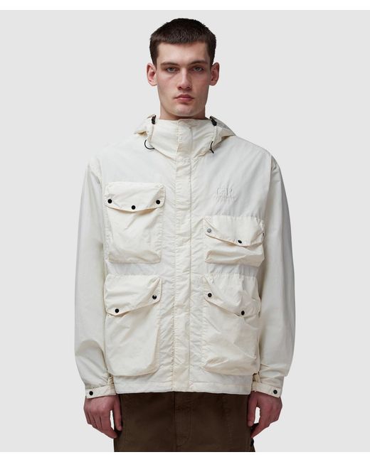 C P Company Gray Flatt Nylon Goggle Jacket for men