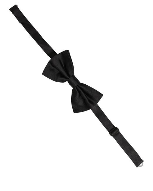 Dolce & Gabbana Men Black 100% Silk Adjustable Neck Papillon Bow Tie for men