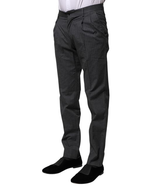 Dolce & Gabbana Black Pinstripe Dress Pants for men