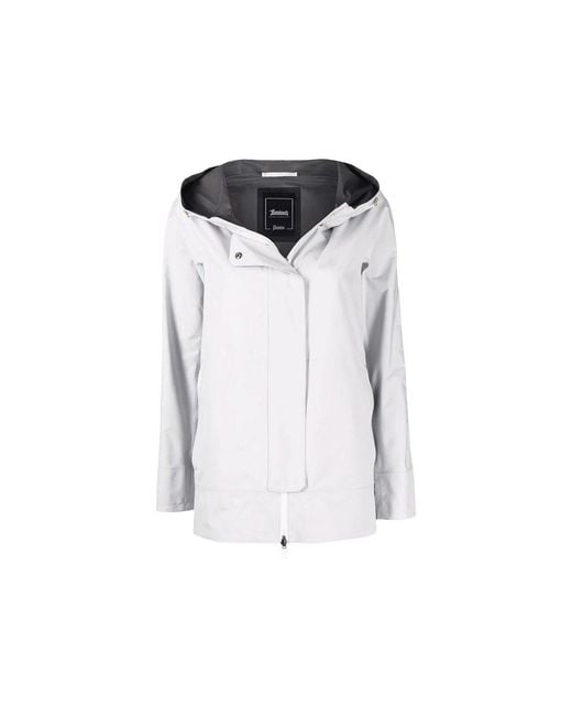 Herno Blue Gray Polyester Shell Jacket