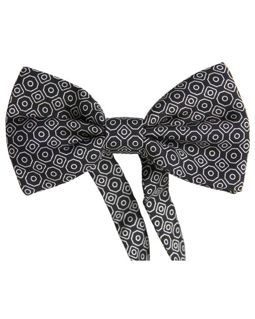 Dolce & Gabbana Black White Pattern Adjustable Neck Papillon Bow Tie for men