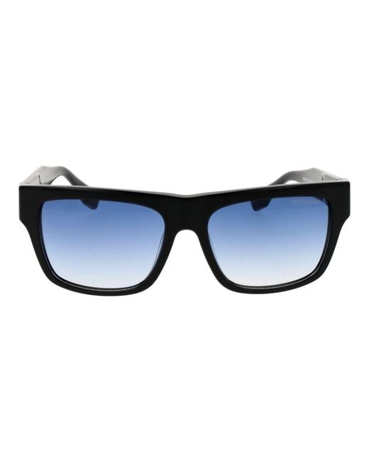 Trussardi Blue Black Acetate Sunglasses for men