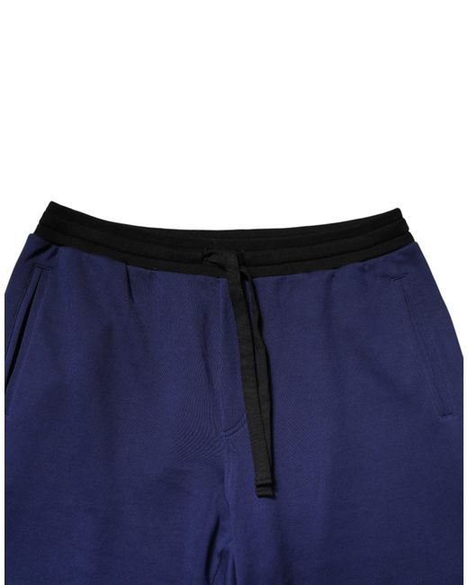 Dolce & Gabbana Blue Cotton Mid Waist Jogger Trousers Pants for men