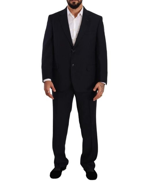 Domenico Tagliente Black Polyester Single Breasted Formal Suit for men