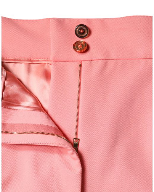 Dolce & Gabbana Pink Rose Polyester High Waist Tapered Pants