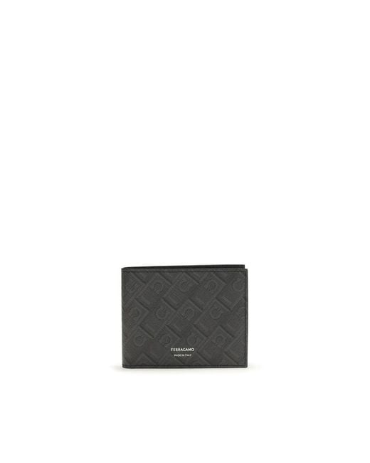 Ferragamo Gray Calf Leather Bos Taurus Wallet for men