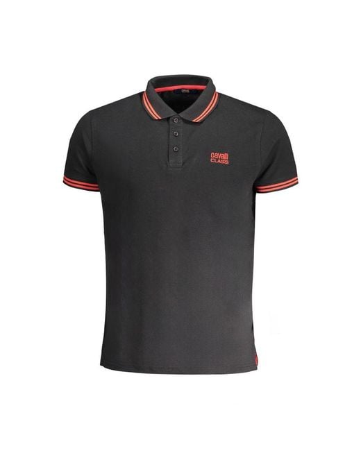 Roberto Cavalli Black Cotton Polo Shirt for men