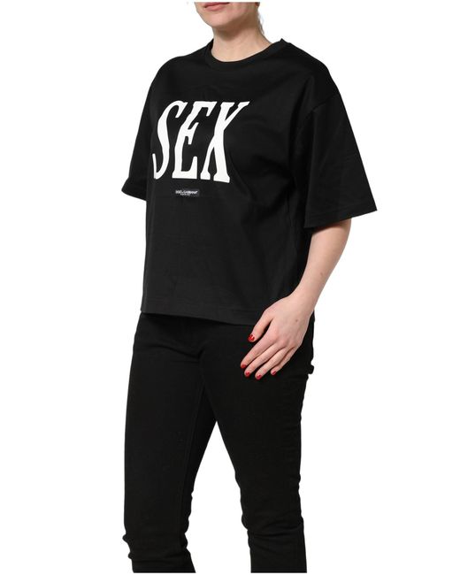 Dolce & Gabbana Black Jersey Graphic Short Sleeve Crew Neck T