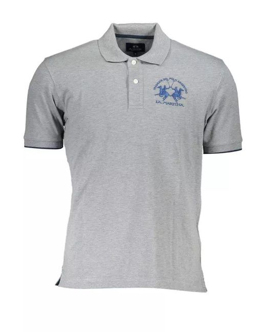 La Martina Gray Cotton Polo Shirt for men