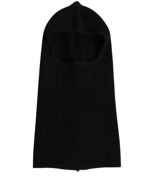 Dolce & Gabbana Men Black Wool Ribbed Knit Balaclava Wrap One Size Hat for men
