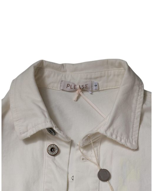Please White Cotton Short Sleeves Button Down Romper Dress