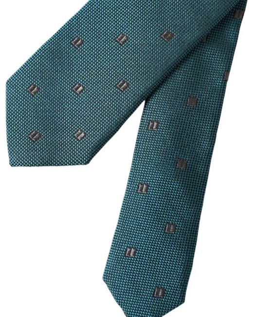 Dolce & Gabbana Blue Silk Tie Geometric Pattern for men