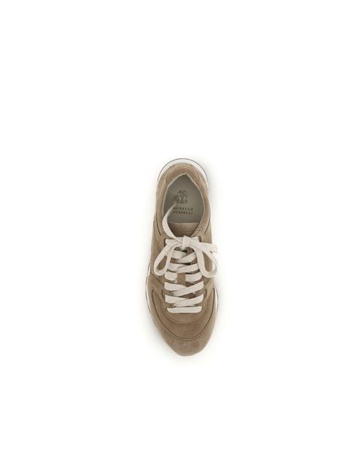 Brunello Cucinelli Natural Beige Calf Leather Bos Taurus Low Top Sneakers