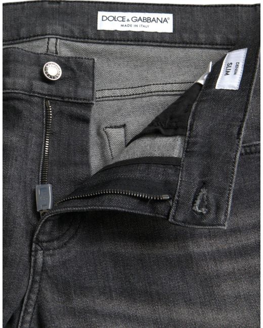 Dolce & Gabbana Gray Washed Cotton Stretch Skinny Denim Jeans for men