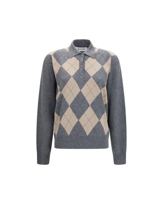 Rohe Blue Gray Polyamide Polo Shirt