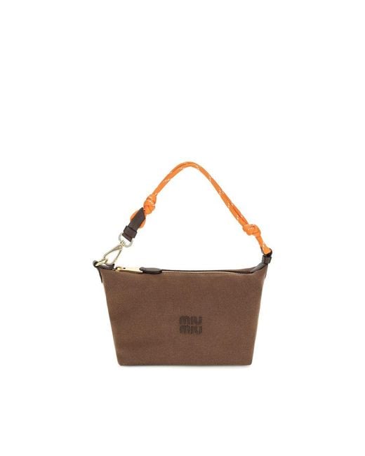 Miu Miu Brown Cotton Shoulder Bag