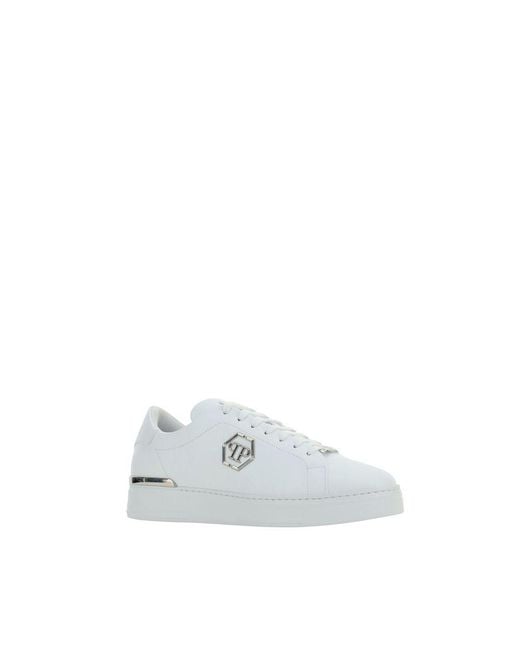 Philipp Plein White Calf Leather Bos Taurus Low Top Sneakers for men