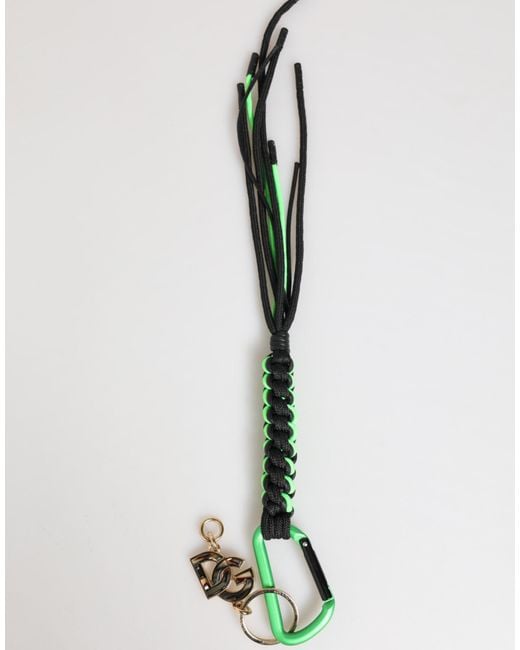 Dolce & Gabbana White Polyester Tape String Dg Logo Keychain Keyring for men