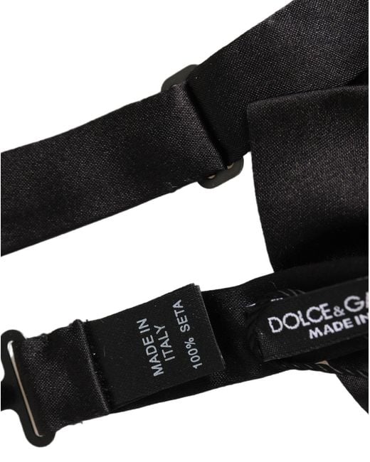 Dolce & Gabbana Men Black 100% Silk Adjustable Neck Papillon Bow Tie for men