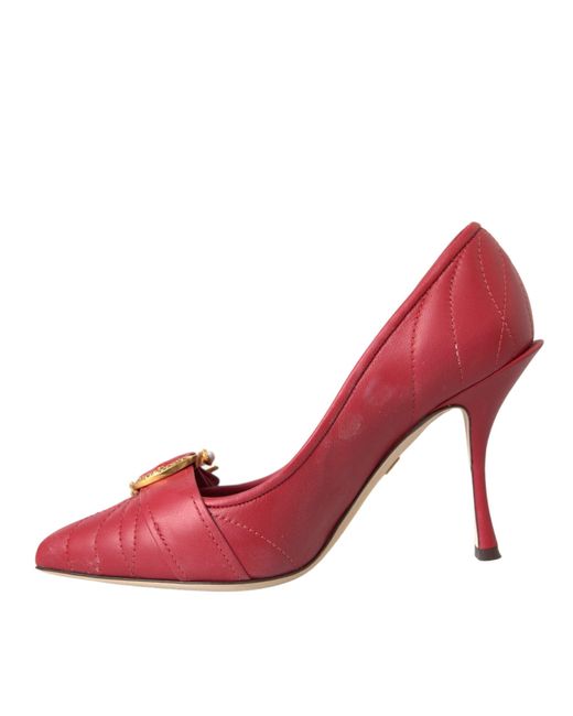 Dolce & Gabbana Red Devotion Leather Heels Pumps Shoes