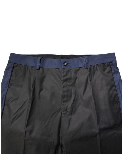 Dolce & Gabbana Black Gray Blue Cotton 3/4 Chinos Crop Trouser Pants