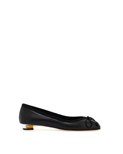 Alexander McQueen Black Armadillo Accented Leather Ballet Flats