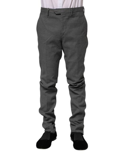 Bencivenga Gray Black White Checkered Tapered Dress Pants for men