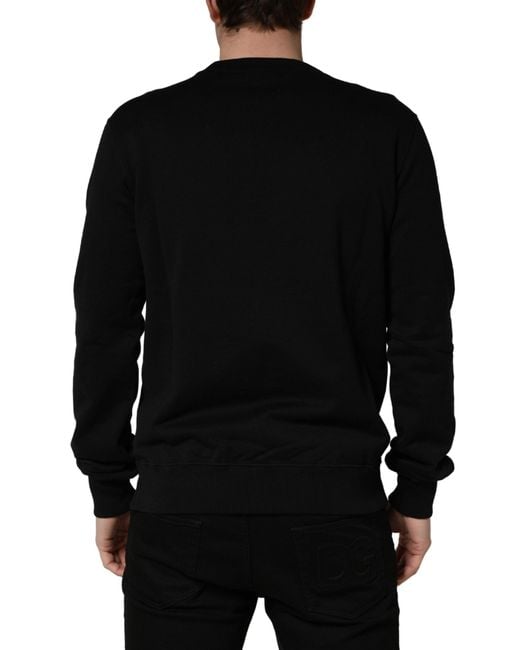 Dolce & Gabbana Black Embellished Cotton Sweatshirt Sweater for men