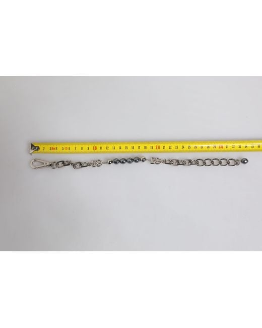 Dolce & Gabbana Metallic Tone Chain Lobster Clasp Logo Pearls Bracelet for men