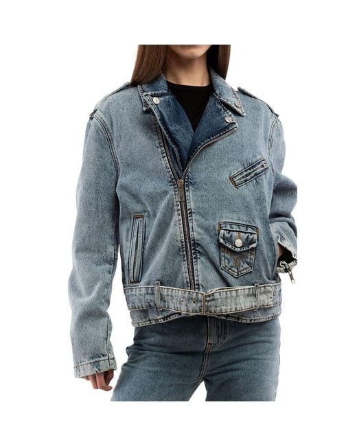 Moschino Blue Multicolor Cotton Denim Jacket