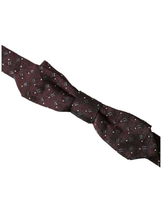 Dolce & Gabbana White Silk Patterned Adjustable Neck Papillon Bow Tie for men