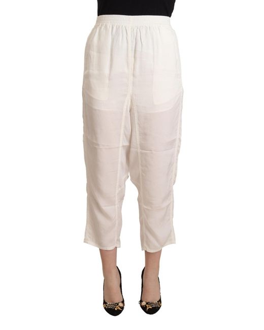 Maison Margiela White High Waist Cropped Trouser Pants