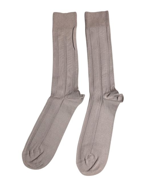 Dolce & Gabbana White Ribbed Cotton Dress Socks