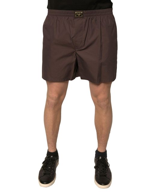 Dolce & Gabbana Black Cotton Blend Mid Waist Shorts for men