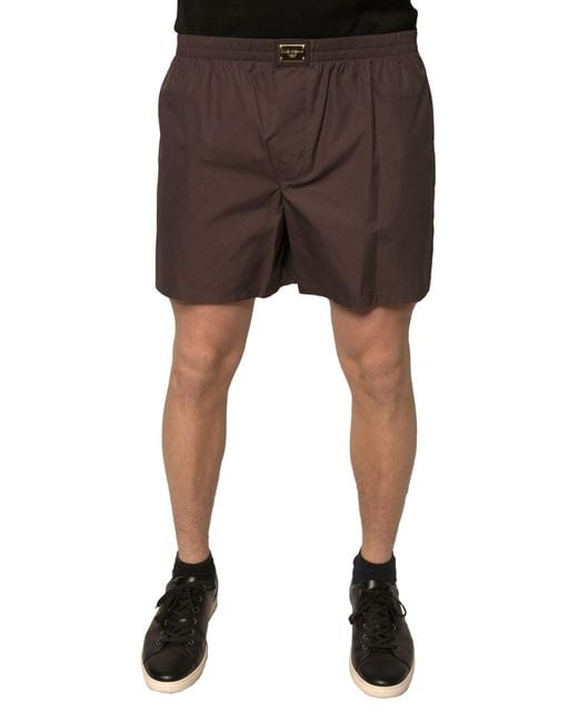 Dolce & Gabbana Black Cotton Blend Mid Waist Shorts for men