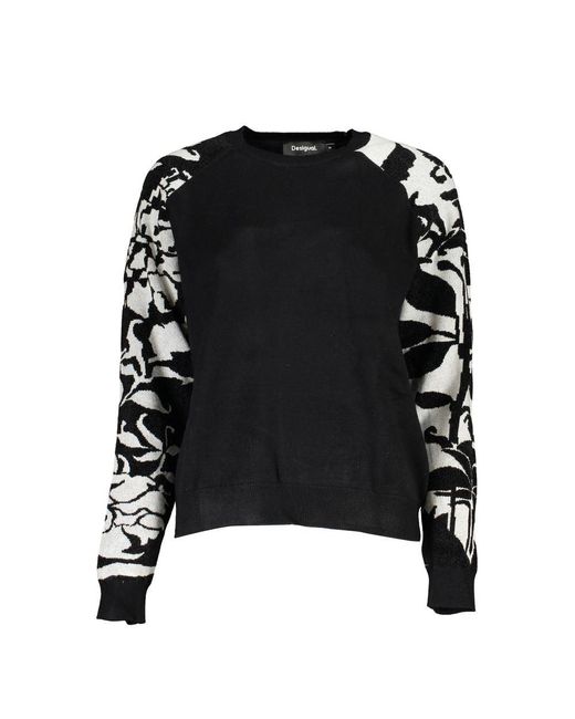 Desigual Black Chic High Neck Sweater With Contrast Details