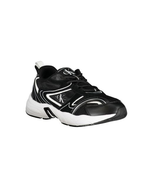 Calvin Klein Black Sleek Lace-Up Sneakers With Contrast Details for men