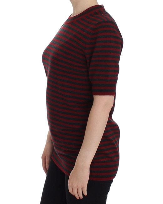 Dolce & Gabbana Red Cashmere Short Sleeve Sweater