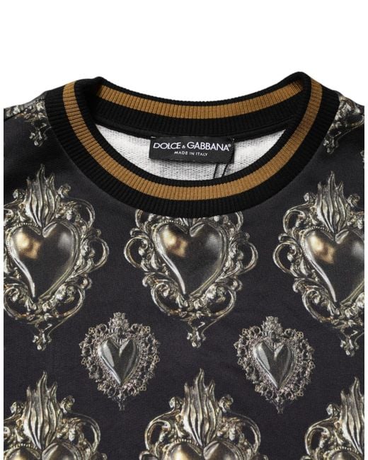 Dolce & Gabbana Black Sacred Heart Cotton Sweatshirt Sweater for men