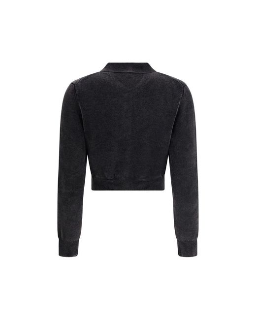 Alexander Wang Black Polo Cardigan Crop