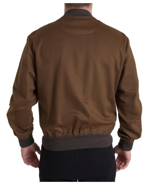 Dolce & Gabbana Brown Cashmere Full Zip Bomberjacket for men