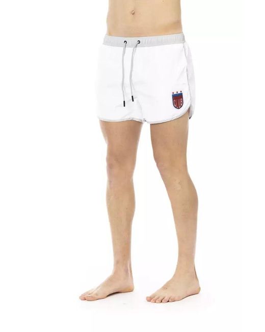 Bikkembergs White Elegant Swim Shorts With Unique Front Print for men