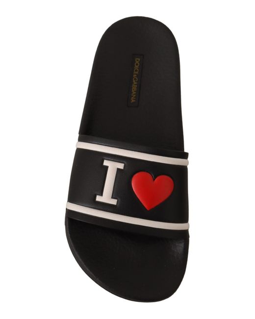 Dolce & Gabbana Black Elegant Leather Slide Sandals For Her