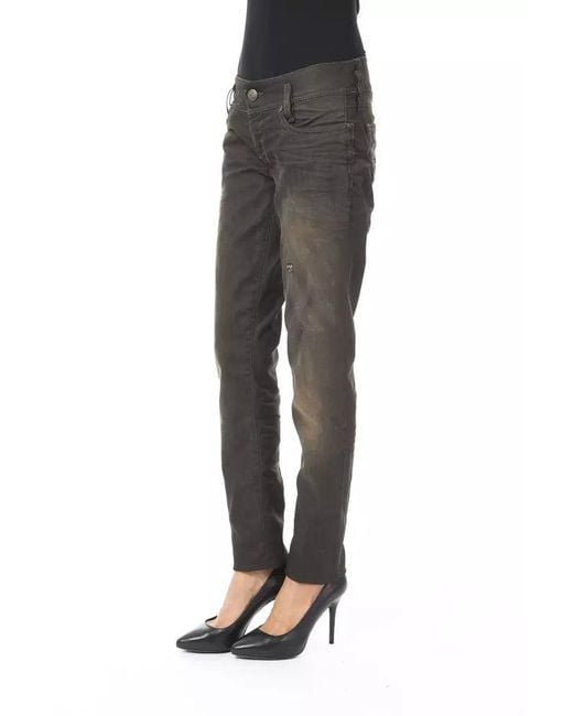 Byblos Gray Sleek Washed Effect Jeans