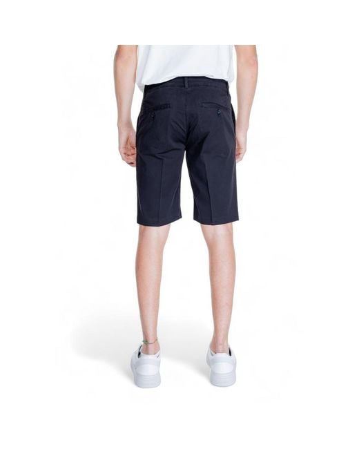 Antony Morato Blue Black Cotton Bermuda Shorts for men