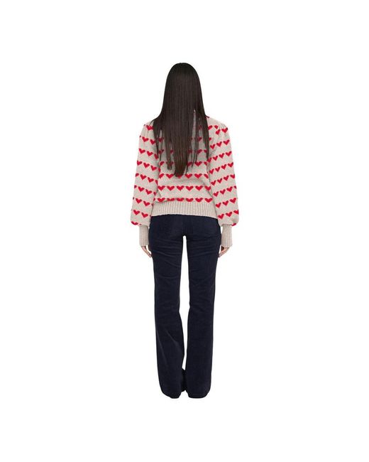 Jacqueline De Yong Red Beige Polyester Sweatshirt