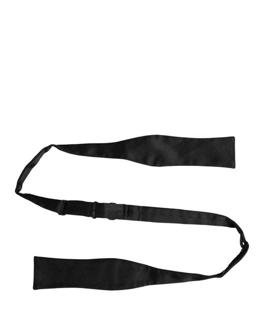 Dolce & Gabbana Men Black 100% Silk Adjustable Neck Papillon Bow Tie for men