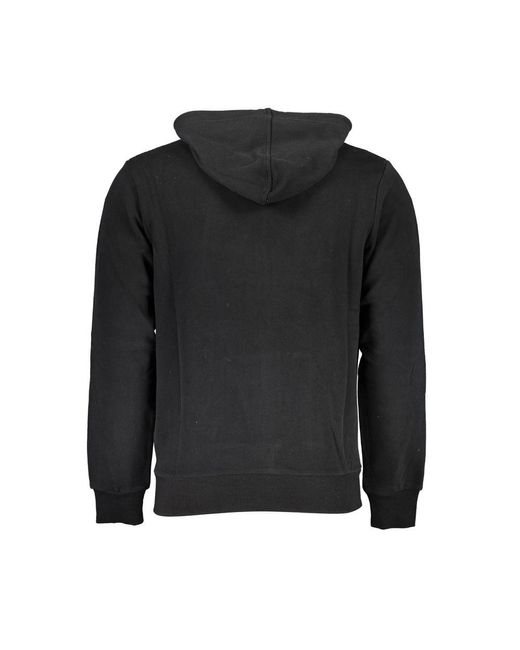 La Martina Black Sleek Hooded Cotton Sweatshirt for men